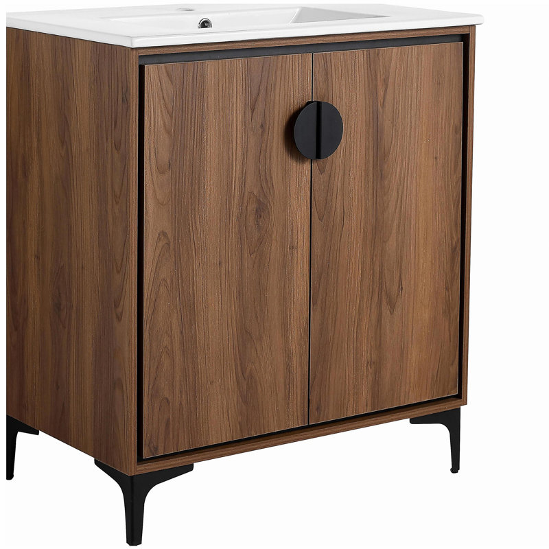 Meuble-lavabo 30 po à 2 portes avec meuble-lavabo autoportant en bois d'ingénierie avec lavabo, 30"