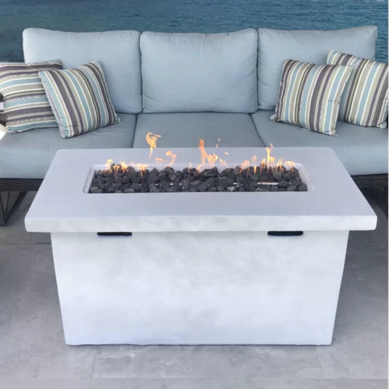 25" H X 42" W Fiber Reinforced Concrete Propane Outdoor Fire Pit Table