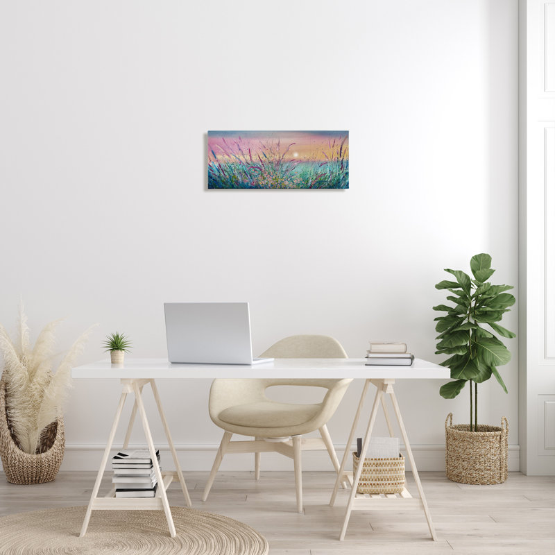 Coucher de soleil, étang, roseaux, giclée, art par Jennifer Taylor Art, H 10 po x l 24 po