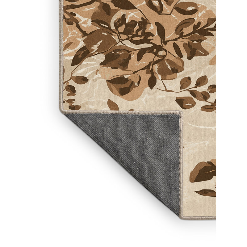 Tapis beige doux et moelleux à motif abstrait bord de mer Esmont, Rond 7 pi