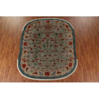 One-of-a-Kind 7'11" x 9'8" 1950s Oval Wool Area Rug in