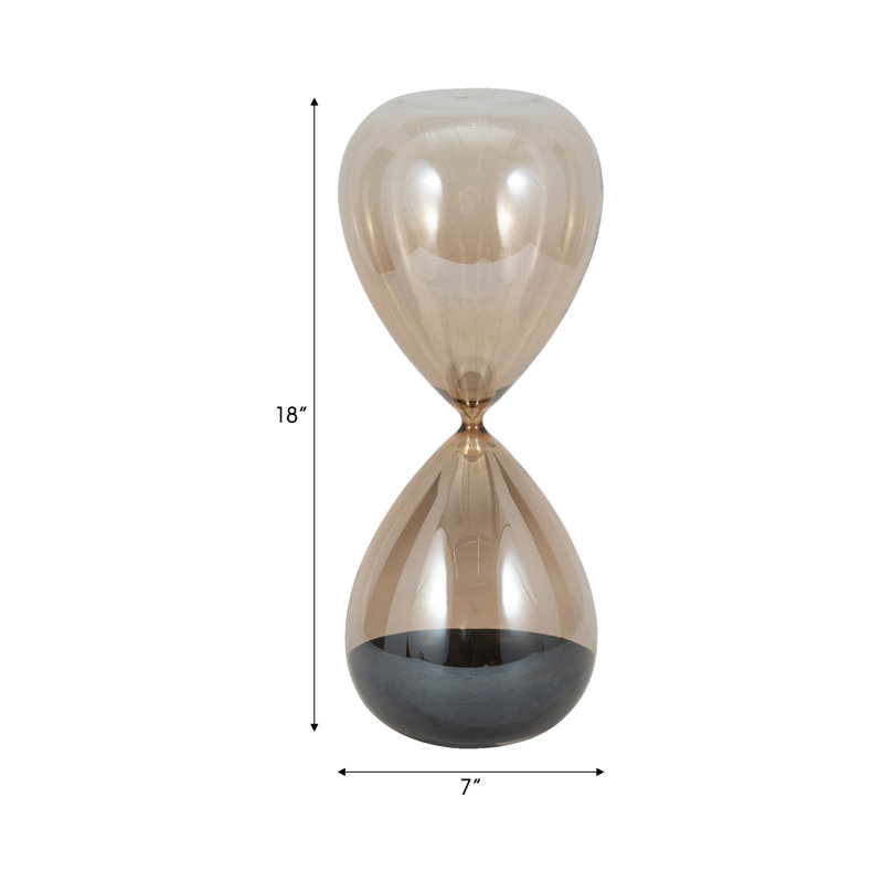 Glass Amber Hourglass, Elegant Decorative Objects, 18" H x 7" W x 7" D