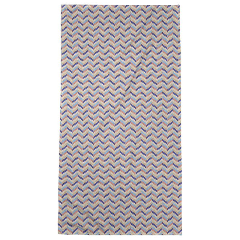 Serviette de plage à chevrons, Orange / Bleu marine