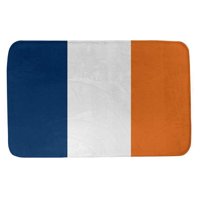 Tapis pour salle de bain Houston, Bleu marine / blanc / orange, l 21 po x L 34 po