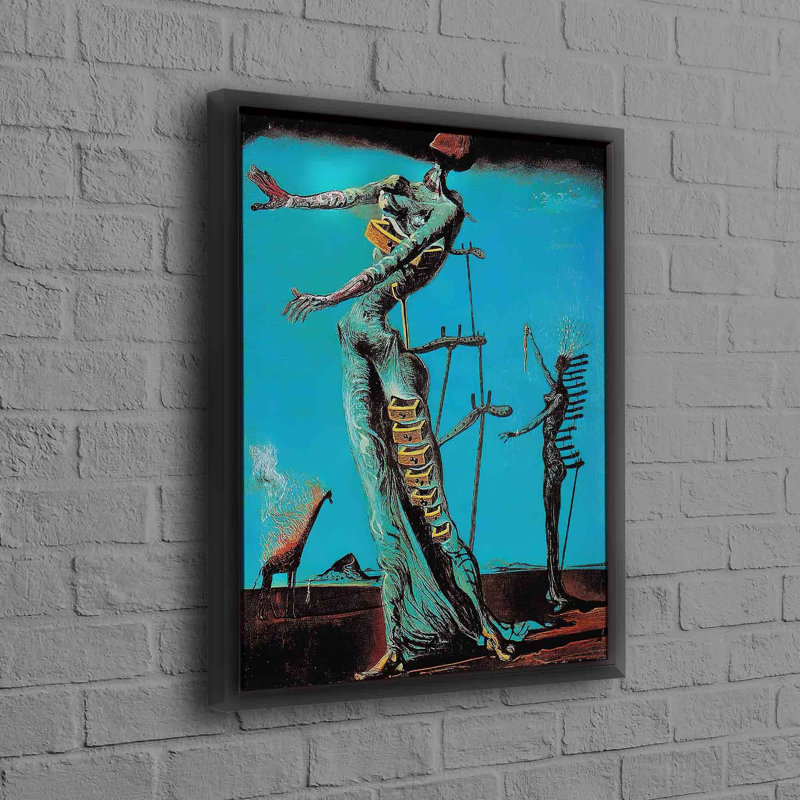 «Burning Giraffe Inspired» par Salvador Dali, H 12 po x l 8 po, Toile tendue