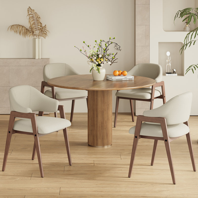 Fauteuil moderne minimaliste en lin, pieds en bois massif, Gruau