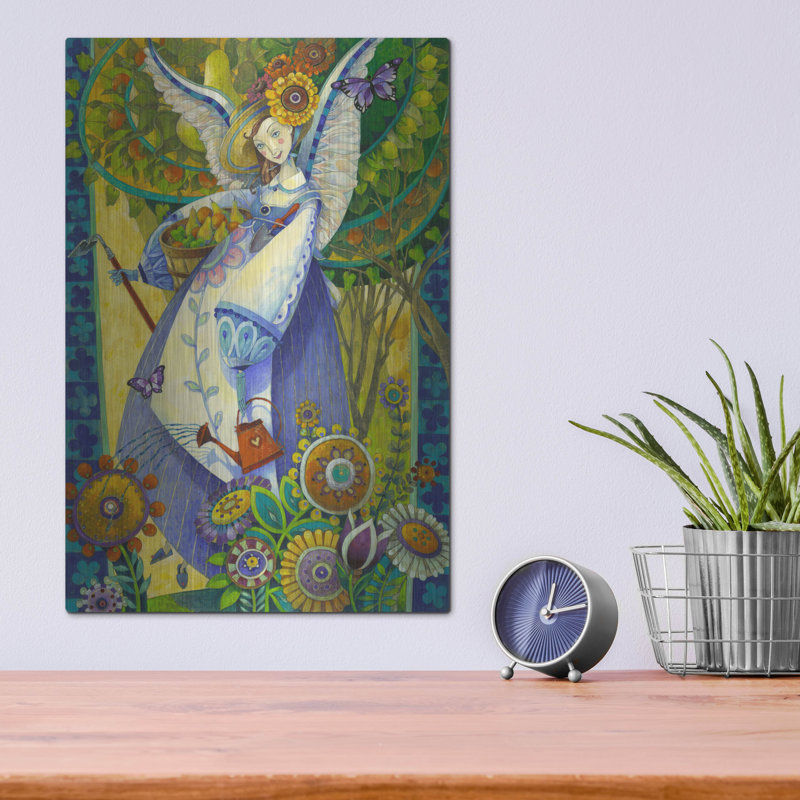 Art mural en métal Trinx «Angelic Harvesting» par David Galchutt, H 16 po x l 12 po