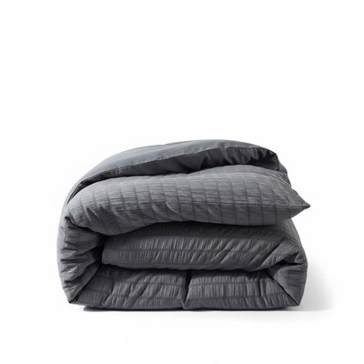 Queen Duvet Cover Set, 3 Piece, 90"x90", Dark Gray Microfiber With Zipper And Corner Ties
