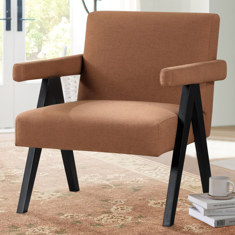 Helen Upholstered Accent Chair, Black, Rust