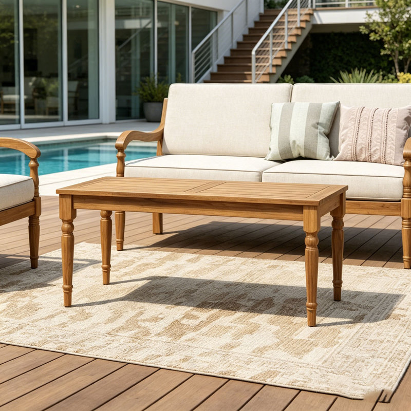 Table basse d'extérieur, finition naturelle