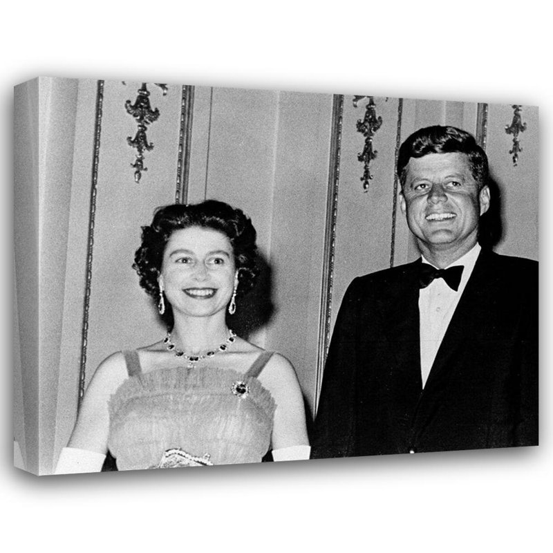 Art rétro sur toile tendue: Queen Elizabeth II and President John Kennedy, 1960, H 15 po x l 18 po