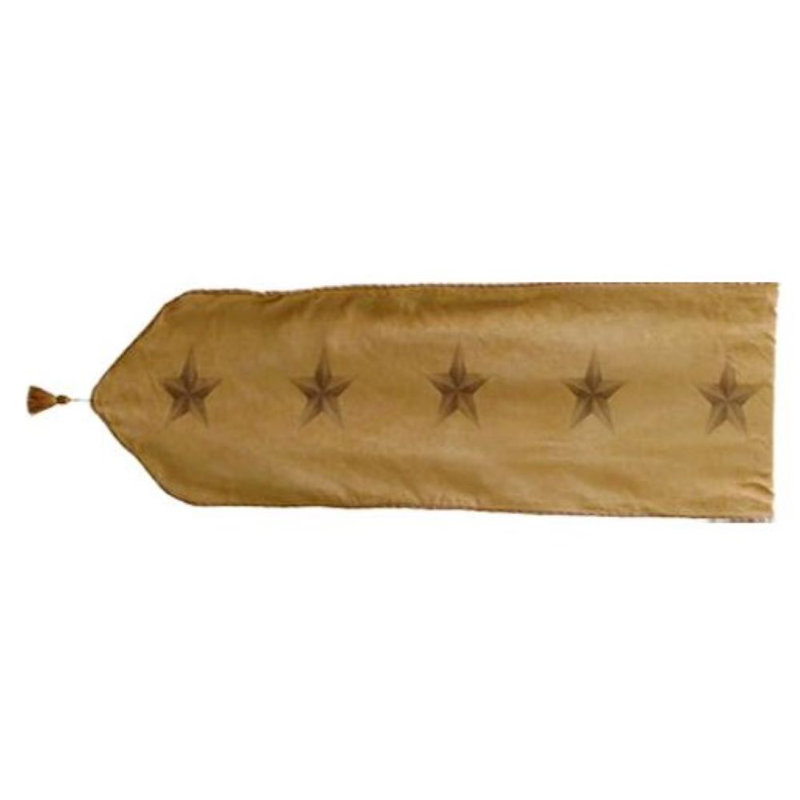 Tan Brown Polyester Western Star Table Runner with Tassels
