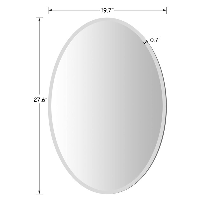 Annabellee Oval Frameless Beveled Wall Mirror Bathroom Vanity Mirror, 27.6" x 19.7"