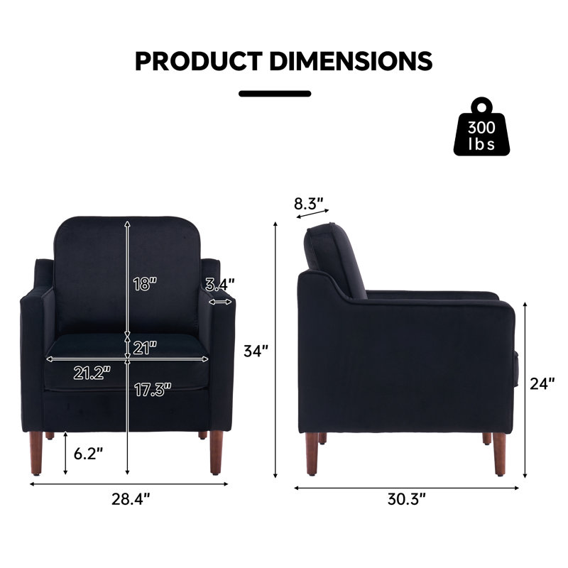 Fauteuil Greydy Irving, Velours noir