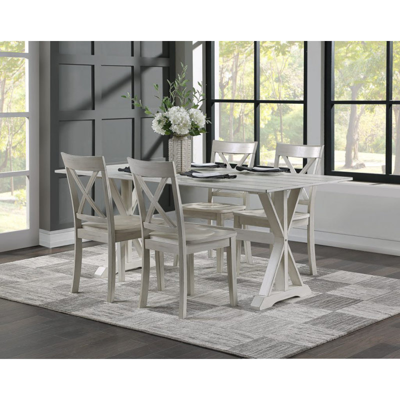 Williamsbridge Rubberwood Solid Wood Dining Set, 5 Piece