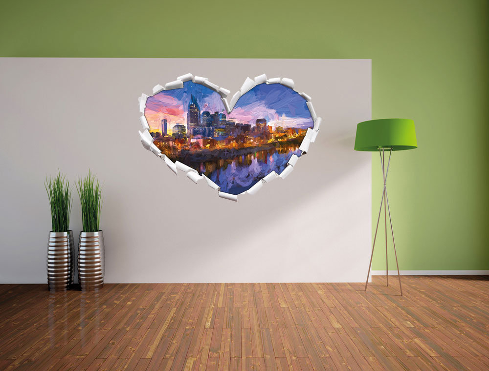 Wandtattoo Nashville Skyline Panorama mit Pinsel-Effekt