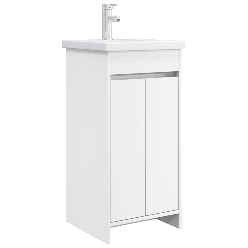 Single Bathroom Vanity with Ceramic Basin, White