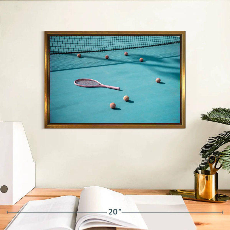 Tennis bleu, Cadre flottant doré, 13 po x 9 po