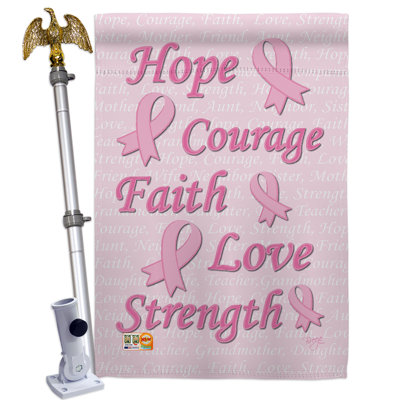 Ensemble de drapeaux en polyester 40 x 28 po Hope, Faith, Courage