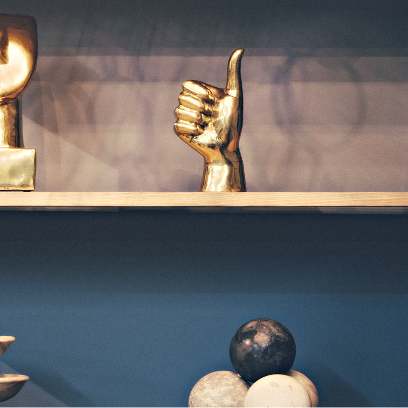 Thumbs Up Figurine, Brass