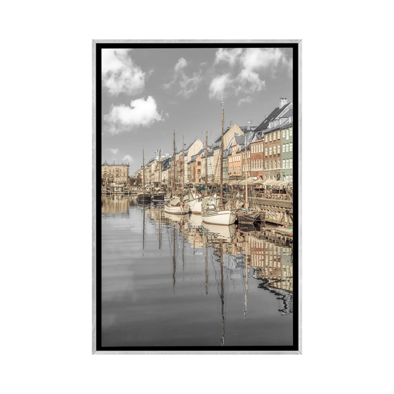 Impression vintage de Copenhague - impression d'art mural, Argent argent, Reproduction encadrée sans passe-partout