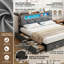 EU Double & King Velvet UPholstered Storage Bed With 4 Drawers, LED Shelf Headboard & USB-C Charging, Gre&Beige, 140/160X200cm-1781300486-1781300488