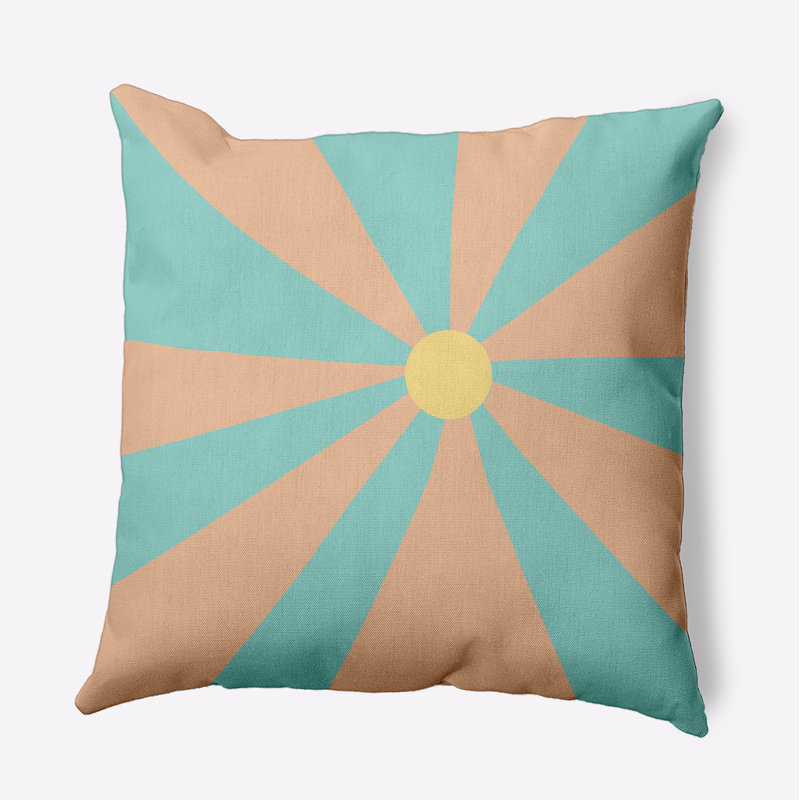 Coussin intérieur / extérieur Leafy Branch, H 20 po x l 20 po, Bleu bébé / rose / orange géométrique