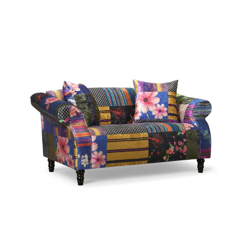 Forsyth Crushed Velvet Patchwork Sofa, 2, Multicoloured