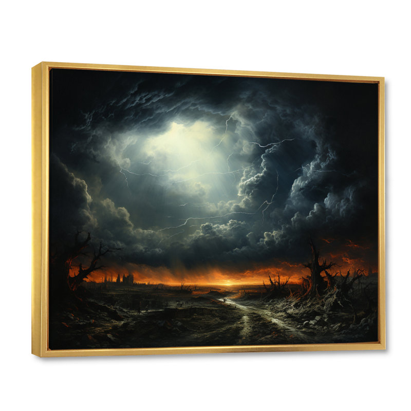 " Storm Dark Horizon ", Gold Floater Framed, 34" H x 44" W x 1.5" D