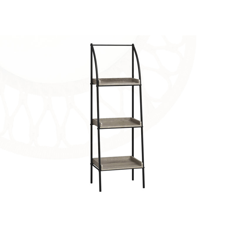 Étagère d'angle moderne à 3 niveaux avec structure en métal noir, idéale pour les petits espaces et les décors contemporains.