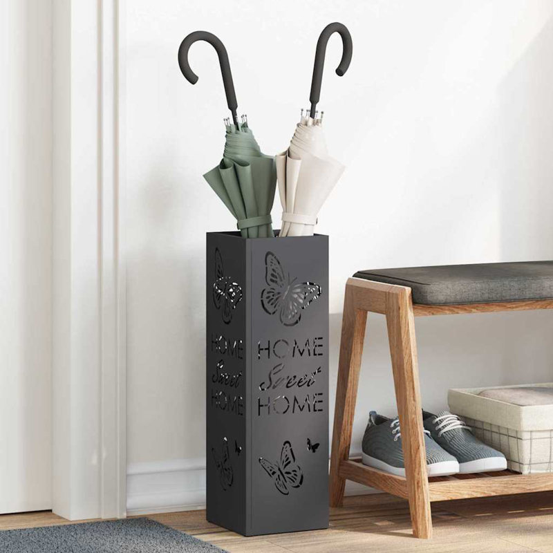 Umbrella Stand 15.5 X 15.5 X 49 Cm Steel, Black