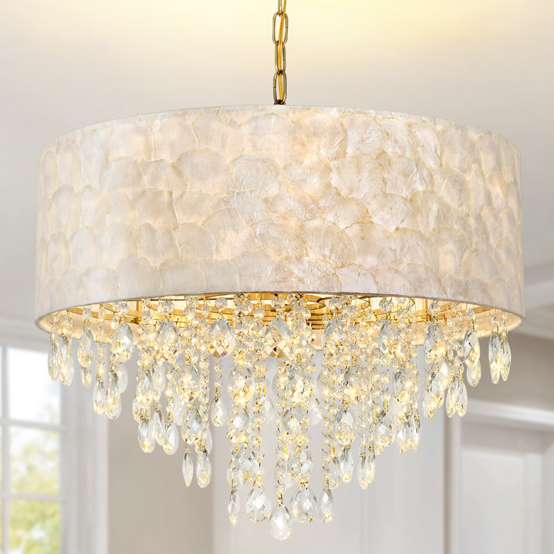 Lustres en cristal Modern Capiz, 15.7" H x 23.6" W x 23.6" D