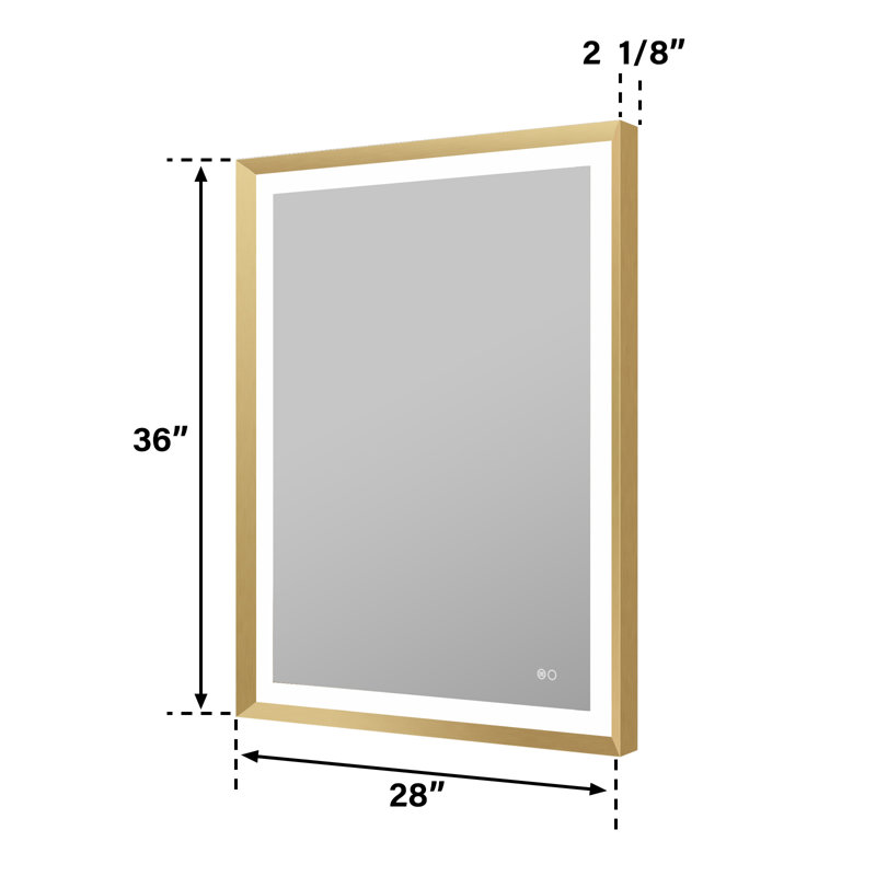 Miroir de salle de bain Edlun, Or brossé, 36 po x 28 po