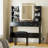Vanity Desk with Mirror & LED Lights, 41.3" Wide, Power Outlet, 2 Large Drawers, 6 Open Storage Shelves