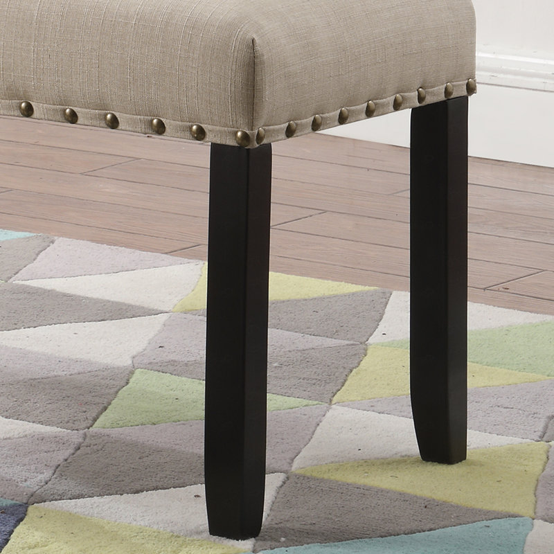 Fabric Dining Bench with Nailhead Trim, Tan
