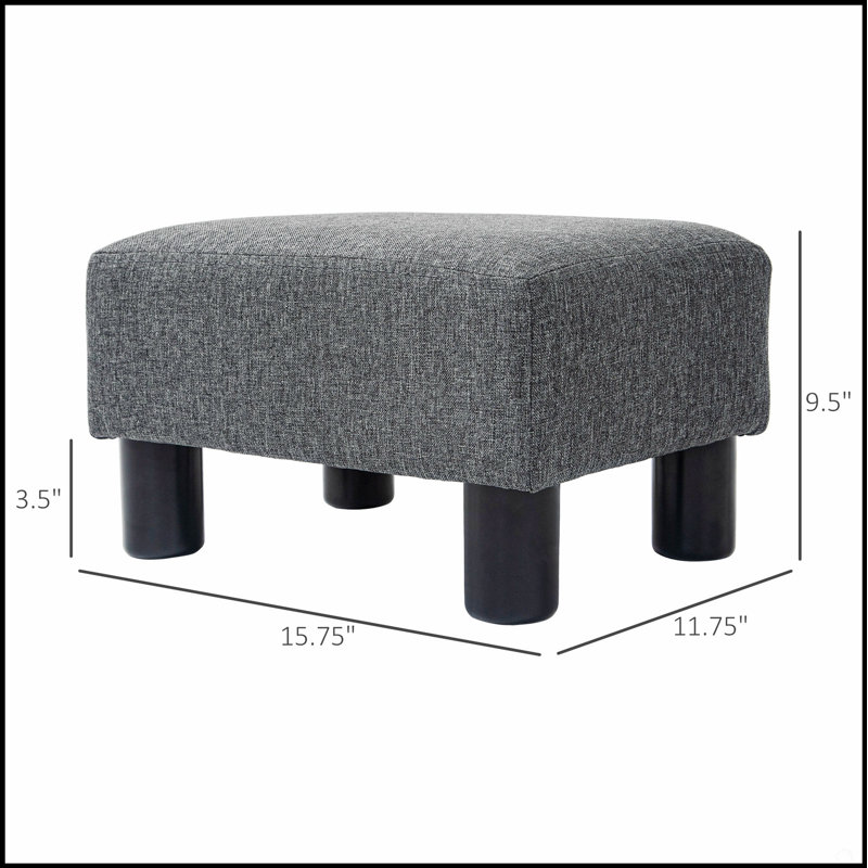 Compact Charcoal Gray Ottoman Foot Rest With Linen Fabric And Plastic Legs For Versatile Use In Small Spaces, Gray