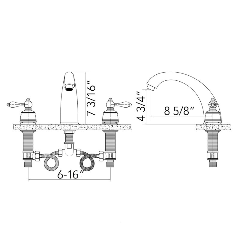 Castille 2 Handle Bathroom Roman Tub Faucet, Polished Nickel