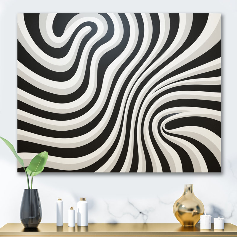 Noir blanc noir blanc optique de rêve sur toile, H 16 po x l 32 po x P 1 po, Toile tendue