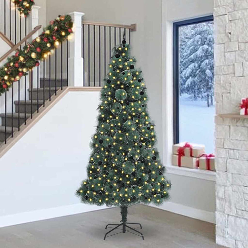 Artificial Pre-lit Christmas Tree with Ball Set, 7.87' H, Black