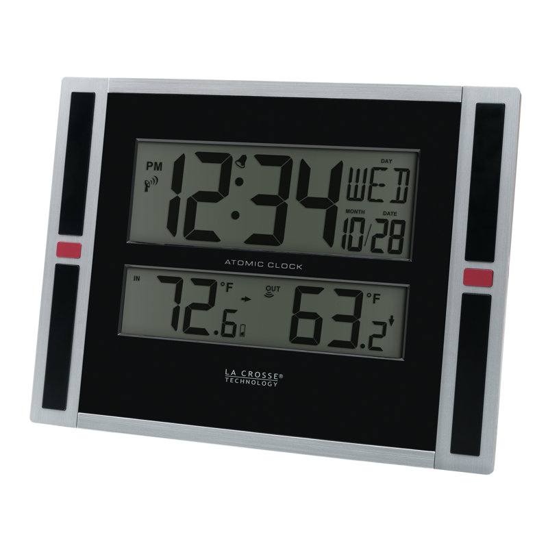 Modern & Contemporary Digital Atomic Tabletop Clock with Alarm in Black