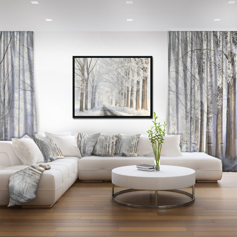 « road through frosted forest », reproduction de photo sur toile tendue encadrée, L 20 po x H 12 po