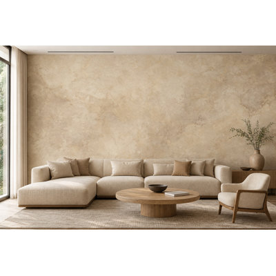 Beige Marble Wallpaper Stone Texture Travertine Look Removable Wall Decor