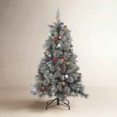 Frosted 4.5' Pre-Lit Pine Christmas Tree