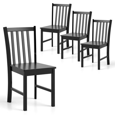 Rustic Dining Chairs Set of 4 with Slat Tilt Backrest, Wide Seat, Rubber Wood Legs Black
