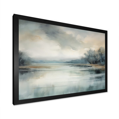 «Misty Lake Serenity Retro Watercolor I», reproduction sur toile