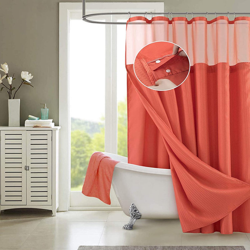 Rideau de douche Cassiani avec doublure inclus, Corail