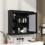 Armoire de rangement murale de salle de bain 35 po x 28 po, armoire à pharmacie, armoire murale moderne avec miroir, armoire à miroir avec 6 tablettes ouvertes (meuble-lavabo non inclus)