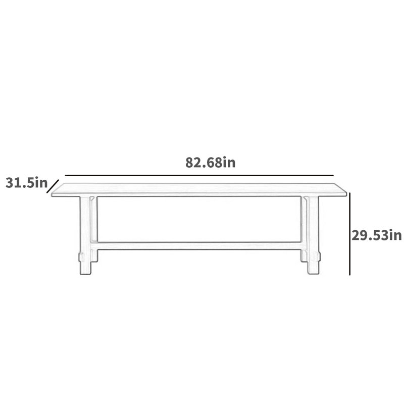 La table de salle à manger est épaissie avec une grande assiette, L 35,43 po x L 82,68 po