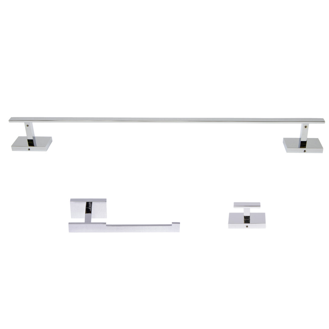 Genoa 3 Piece Wall Mounted Brass Bathroom Hardware Set with 24" Towel Bar Italia
