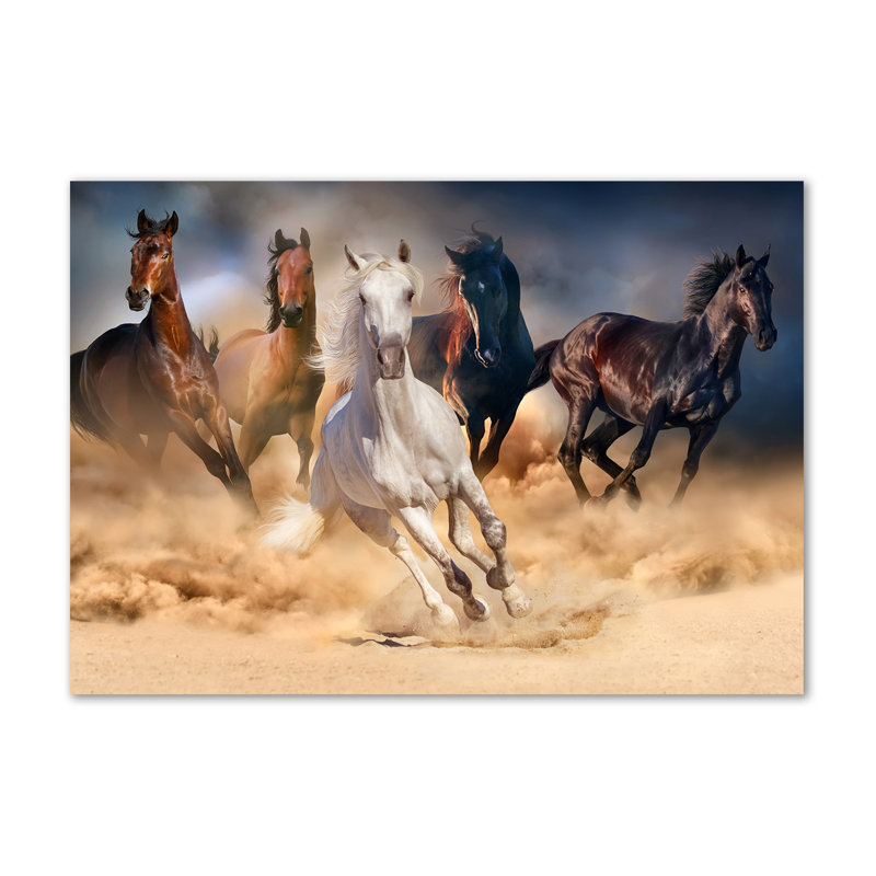 Horses Galloping - Wrapped Canvas Print, 70cm H x 100cm W x 2cm D